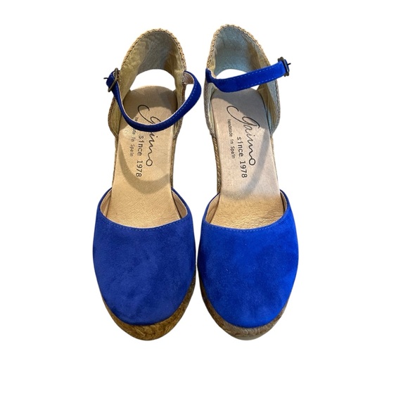Gaimo Royal Blue Suede Jute Wedge Espadrilles 37 / 6 - Picture 2 of 10